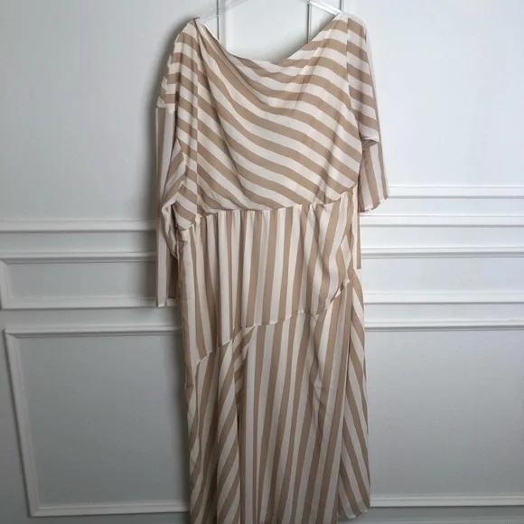 sachin and babi light blue dress Eloquii Striped V-neck Midi Dress Women's Size 20 main image 0